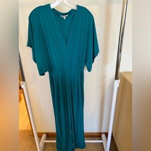 Women’s Teal V-Neck Jumpsuit Dress
